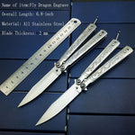 6.8 inch Stainless Steel Silver titanium Training Knife Butterfly in knife Folding Knifes Butterfly Trainer No Edge gift for him