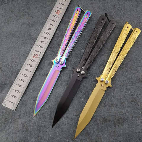 Butterfly in Knife European-style decorative pattern Training Folding Knife Butterfly Not Sharp No Edge Gift Practice Tools NEW