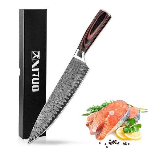 XITUO Kitchen Knife 8 inch Professional Chef Knives Japanese 7CR17 High Carbon Stainless Steel Meat Santoku Knife Pakka Wood New