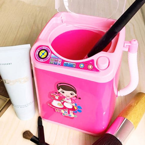 Mini Simulation Children Play Pretend Electric Cute Cosmetic Powder Puff Washing Machine Makeup Brushes Cleaner Washer Tool